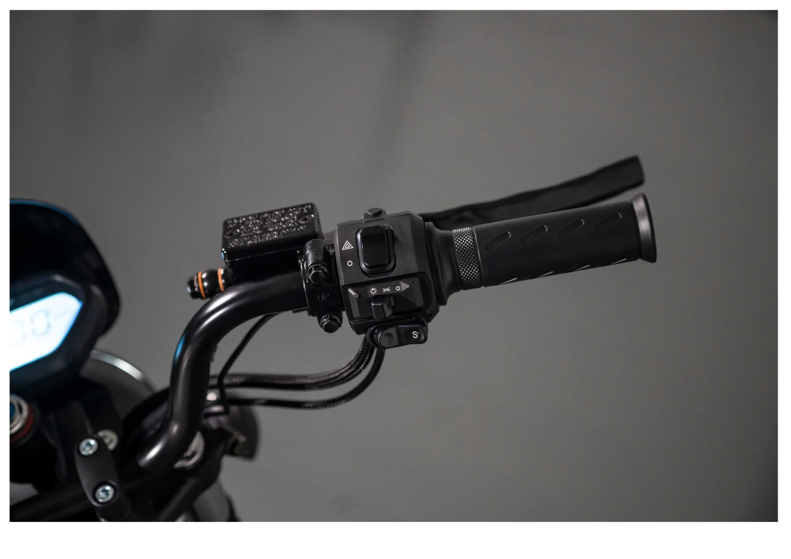 Close-up of the brake control