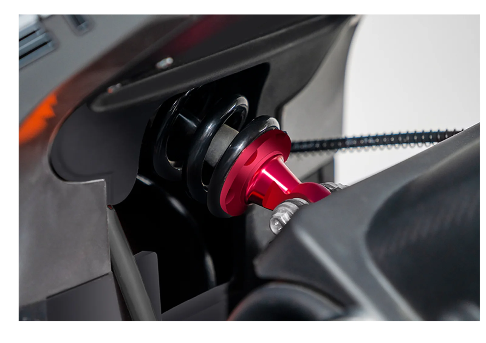 Close-up of the shock absorber